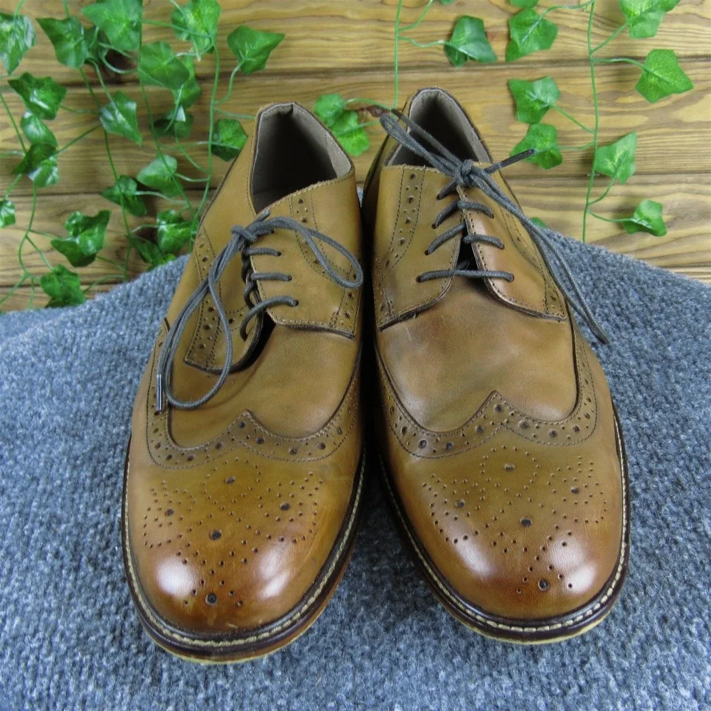 Joseph Abboud Men  Derby Oxfords Brown Leather Size‎ 11 Wide Gently Used 2025